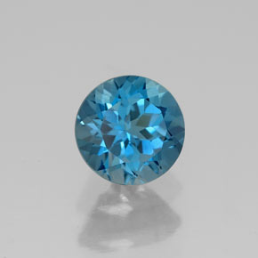 Topázio azul natural 1,76ct, corte redondo, VVS