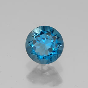 Topázio azul natural 1,85ct, corte redondo, VVS