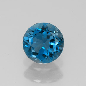 Topázio azul natural 1,57ct, corte redondo, VVS