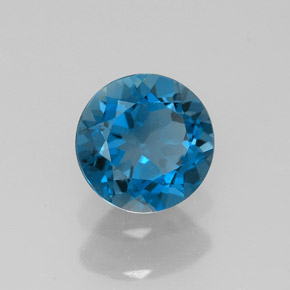 Topázio azul natural 1,57ct, corte redondo, VVS