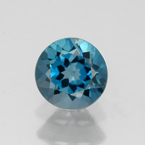Topázio azul natural 1,76ct, corte redondo, VVS