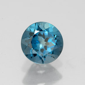 Topázio azul natural 1,76ct, corte redondo, VVS