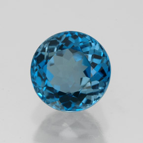 Topázio azul natural 2,86ct, corte redondo, VVS