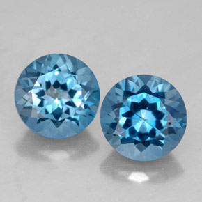 Pedras preciosas de topázio azul natural de  ct, corte redondo, VVS