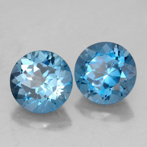 Pedras preciosas de topázio azul natural de  ct, corte redondo, VVS