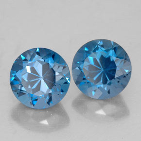 Pedras preciosas de topázio azul natural de  ct, corte redondo, VVS