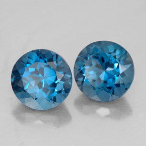 Pedras preciosas de topázio azul natural de  ct, corte redondo, VVS