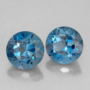 Pedras preciosas de topázio azul natural de  ct, corte redondo, VVS
