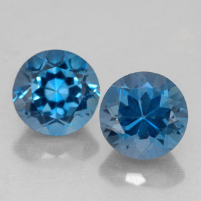 Pedras preciosas de topázio azul natural de  ct, corte redondo, VVS
