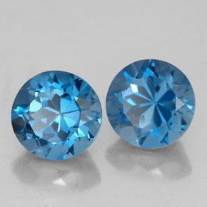 Pedras preciosas de topázio azul natural de  ct, corte redondo, VVS