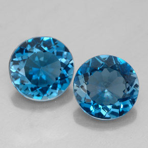 Pedras preciosas de topázio azul natural de  ct, corte redondo, VVS-VS