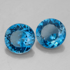 Pedras preciosas de topázio azul natural de  ct, corte redondo, VVS-VS