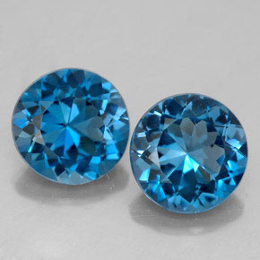 Pedras preciosas de topázio azul natural de  ct, corte redondo, VVS