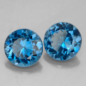 Pedras preciosas de topázio azul natural de  ct, corte redondo, VVS