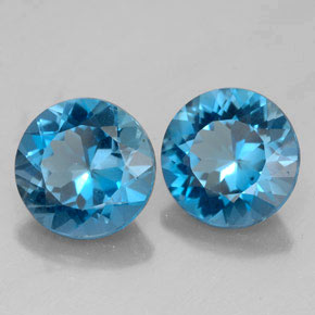 Pedras preciosas de topázio azul natural de  ct, corte redondo, VVS-VS