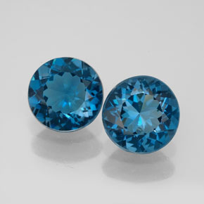 Pedras preciosas de topázio azul natural de  ct, corte redondo, VVS