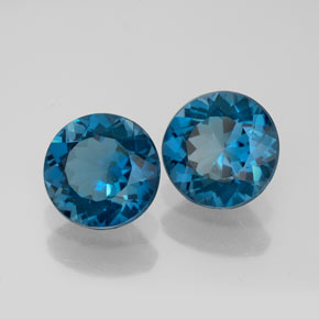 Pedras preciosas de topázio azul natural de  ct, corte redondo, VVS
