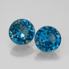 Pedras preciosas de topázio azul natural de  ct, corte redondo, VVS