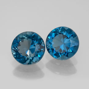 Pedras preciosas de topázio azul natural de  ct, corte redondo, VVS