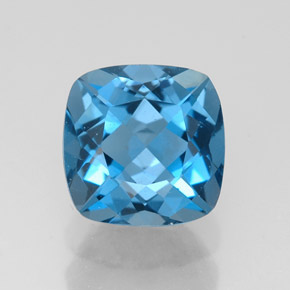Topázio azul natural 2,92ct, almofada cortada, VVS