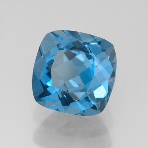 Topázio azul natural 2,92ct, almofada cortada, VVS