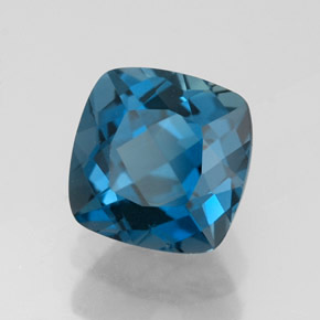 Topázio azul natural 3,12ct, almofada cortada, VVS