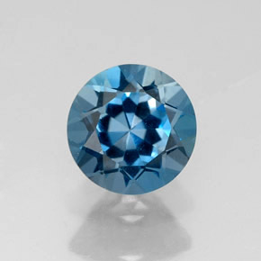 Topázio azul natural 1,80ct, corte redondo, VVS