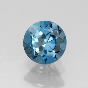 Topázio azul natural 1,80ct, corte redondo, VVS