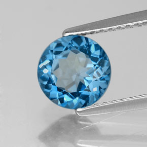 Topázio azul natural 1,64ct, corte redondo, VVS