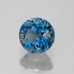 Topázio azul natural 1,81ct, corte redondo, VVS