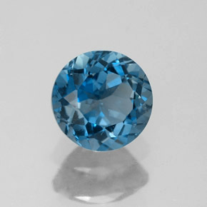 Topázio azul natural 1,81ct, corte redondo, VVS