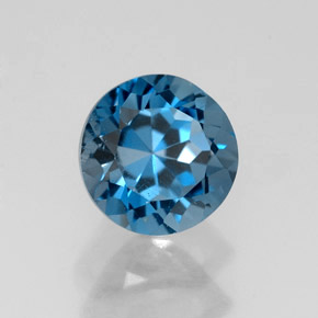 Topázio azul natural 1,83ct, corte redondo, VS
