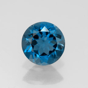 Topázio azul natural 1,39ct, corte redondo, VS