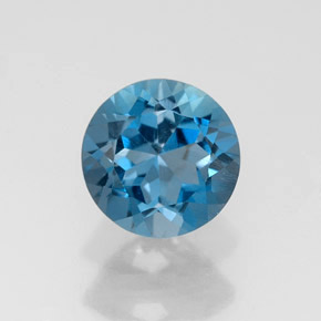 Topázio azul natural 1,75ct, corte redondo, VS