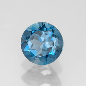 Topázio azul natural 1,75ct, corte redondo, VS
