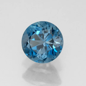 Topázio azul natural 1,82ct, corte redondo, VVS