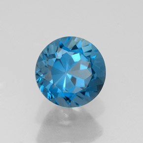Topázio azul natural 1,89ct, corte redondo, VVS