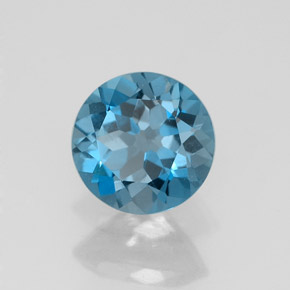 Topázio azul natural 1,52ct, corte redondo, VVS