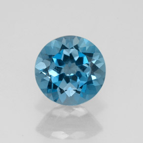 Topázio azul natural 1,52ct, corte redondo, VVS
