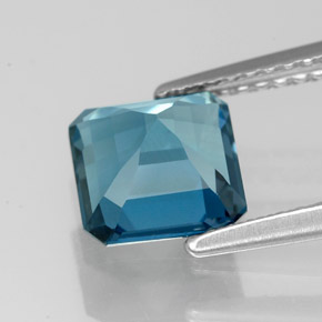 Topázio azul natural 2,05ct, corte esmeralda, VVS-VS