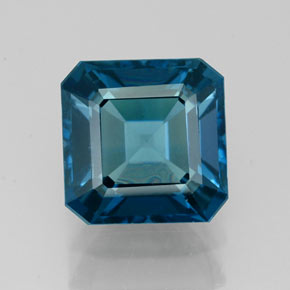 Topázio azul natural 3,03ct, corte esmeralda, VS