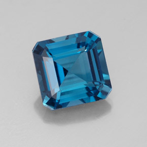 Topázio azul natural 2,20ct, corte esmeralda, VVS