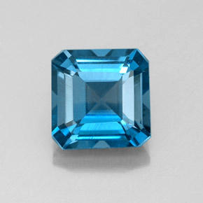 Topázio azul natural 2,27ct, corte esmeralda, VS