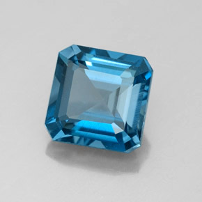 Topázio azul natural 2,27ct, corte esmeralda, VS