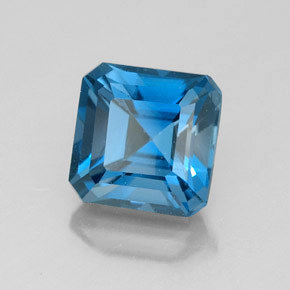 Topázio azul natural 2,51ct, corte esmeralda, VS