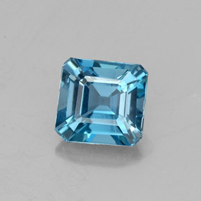 Topázio azul natural 1,23ct, corte esmeralda, VVS
