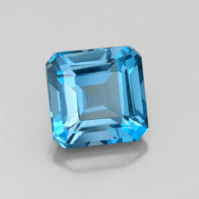 Topázio azul natural 2,27ct, corte esmeralda, VVS-VS