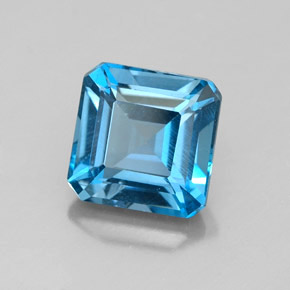 Topázio azul natural 2,27ct, corte esmeralda, VVS-VS