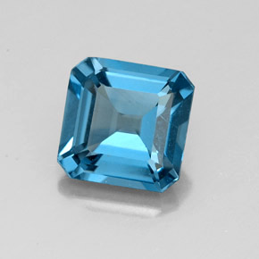 Topázio azul natural 2,04ct, corte esmeralda, VS