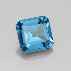 Topázio azul natural 2,04ct, corte esmeralda, VS